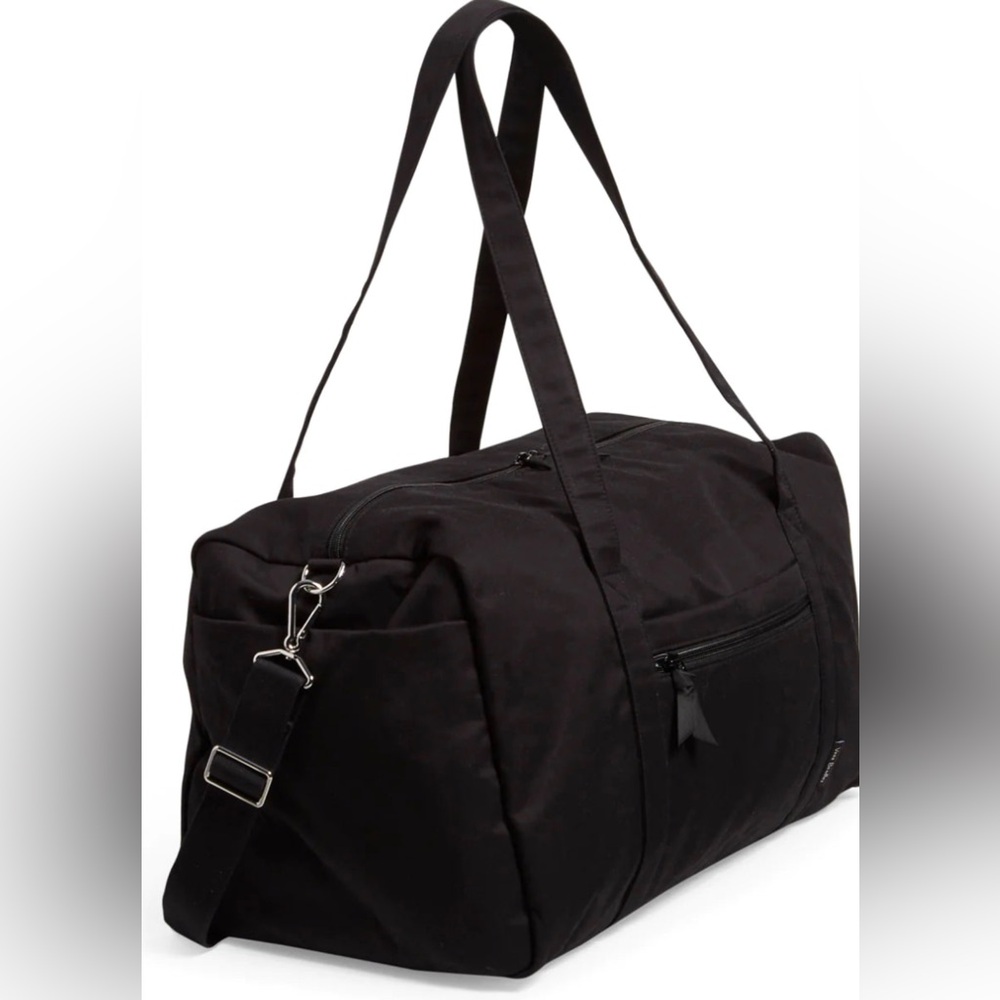 Vera Bradley Large Duffel Travel Bag Black NWT Modern Unquilted Recycled Cotton - Picture 2 of 7